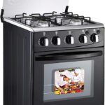 20-inch LPG (Propane) Gas Range, 4-Burner Cooktop with 62L Oven, 201 Stainless Steel, Black Glass Lid, Electronic Ignition, for Kitchen