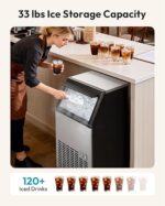 EUHOMY Commercial Ice Maker Machine - 100lbs Daily Production, 33lbs Ice Storage, Stainless Steel Freestanding & Under Counter Ice Maker, Ideal Ice Maker for Home/Bar/Restaurant/Outdoor Activities - Image 3