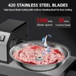 Commercial Food Processor, 250W Heavy Duty Electric Meat Grinders with 1500RPM Blade Speed, 6QT Stainless Steel Food Bowl and 0-15 Mins Timer, CE Certified Vegetable Chopper Food Mixer Machine - Image 2