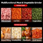 Commercial Food Processor, 250W Heavy Duty Electric Meat Grinders with 1500RPM Blade Speed, 6QT Stainless Steel Food Bowl and 0-15 Mins Timer, CE Certified Vegetable Chopper Food Mixer Machine - Image 3