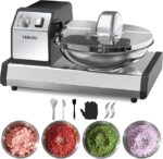 Commercial Food Processor, 250W Heavy Duty Electric Meat Grinders with 1500RPM Blade Speed, 6QT Stainless Steel Food Bowl and 0-15 Mins Timer, CE Certified Vegetable Chopper Food Mixer Machine