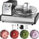 Commercial Food Processor, 250W Heavy Duty Electric Meat Grinders with 1500RPM Blade Speed, 6QT Stainless Steel Food Bowl and 0-15 Mins Timer, CE Certified Vegetable Chopper Food Mixer Machine